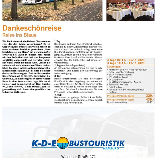 Reisen 2023 | K-D-E Bustouristik